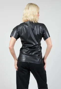 Nostra Santissima T-shirts^Faux Leather T-Shirt in Black
