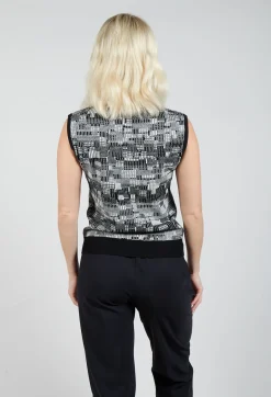 Sarah Pacini Jumpers^Faux Turtleneck V-Neck Sweater Vest in Off White