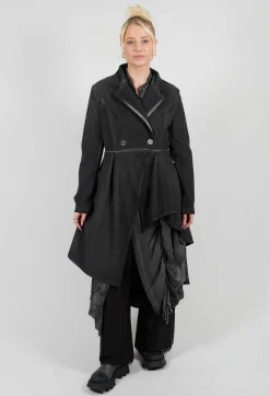 Sanctamuerte Dresses^Fine Cord Dress Coat in Cannete and Raso di Viscosa Grey Storm