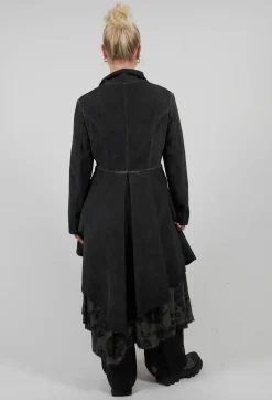 Sanctamuerte Dresses^Fine Cord Dress Coat in Cannete and Raso di Viscosa Grey Storm