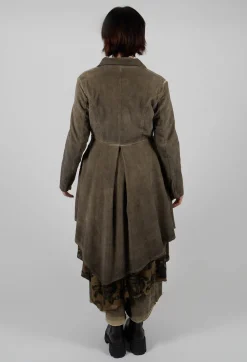 Sanctamuerte Dresses^Fine Cord Dress Coat in Velluto Cannete and Raso di Viscosa Green Tuscany