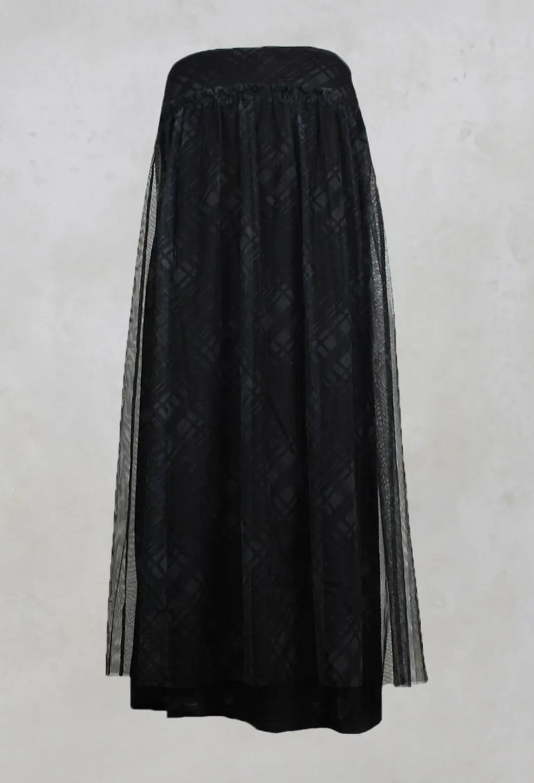 Lilith Skirts^Fine Jersey Skirt with Net Overlay in inox