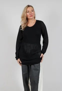 Rundholz Mainline Tops^Fine Knit T-Shirt in Black Sparkle