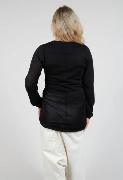 Rundholz Mainline Tops^Fine Knit T-Shirt in Black Sparkle