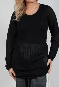 Rundholz Mainline Tops^Fine Knit T-Shirt in Black Sparkle