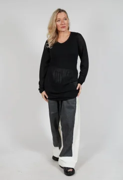 Rundholz Mainline Tops^Fine Knit T-Shirt in Black Sparkle