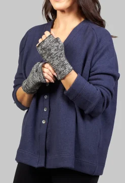 Album Di Famiglia Gloves^Fingerless Gloves in Almost Black and Beige