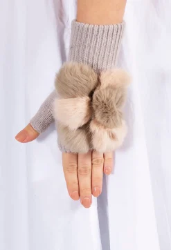 Vincent Pradier Gloves^Fingerless Gloves in Light Pink/Taupe