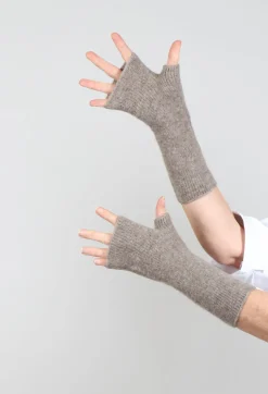 Isabel Benenato Gloves^Fingerless Gloves in Taupe