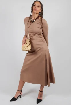 Beatrice B Dresses^Fit Dress in Camel