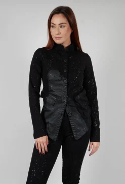 Pal Offner Jackets^Fitted Penguin Jacket in Black with Latex Detail Finish