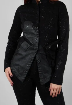 Pal Offner Jackets^Fitted Penguin Jacket in Black with Latex Detail Finish