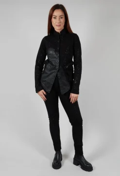 Pal Offner Jackets^Fitted Penguin Jacket in Black with Latex Detail Finish