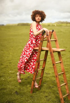 Beatrice B Dresses^Flared Cotton Dress in Squirrel Print