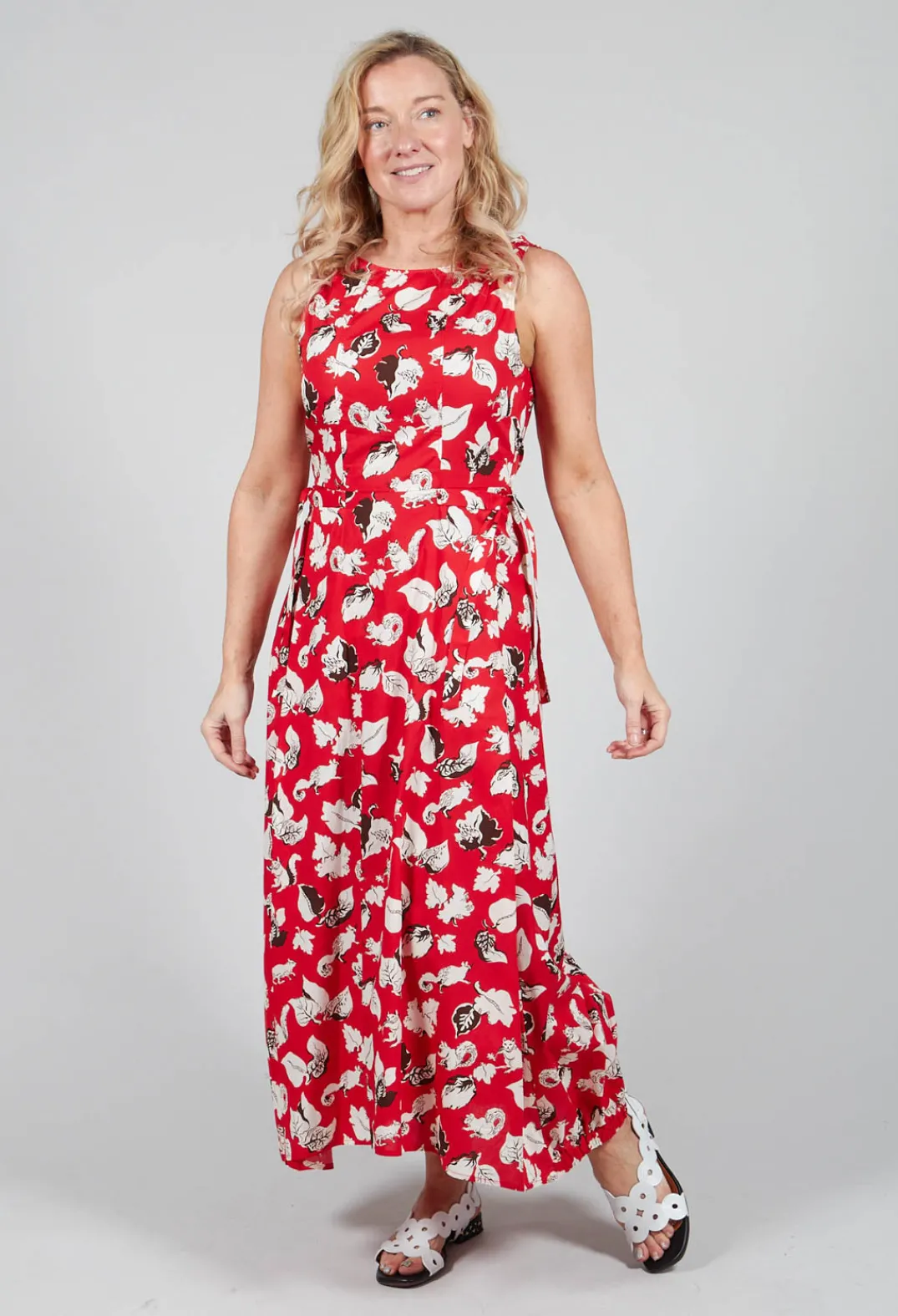 Beatrice B Dresses^Flared Cotton Dress in Squirrel Print