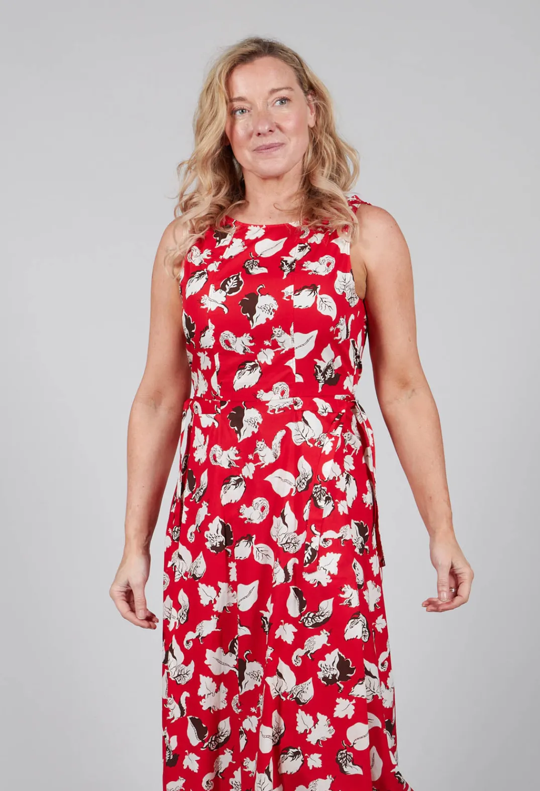 Beatrice B Dresses^Flared Cotton Dress in Squirrel Print