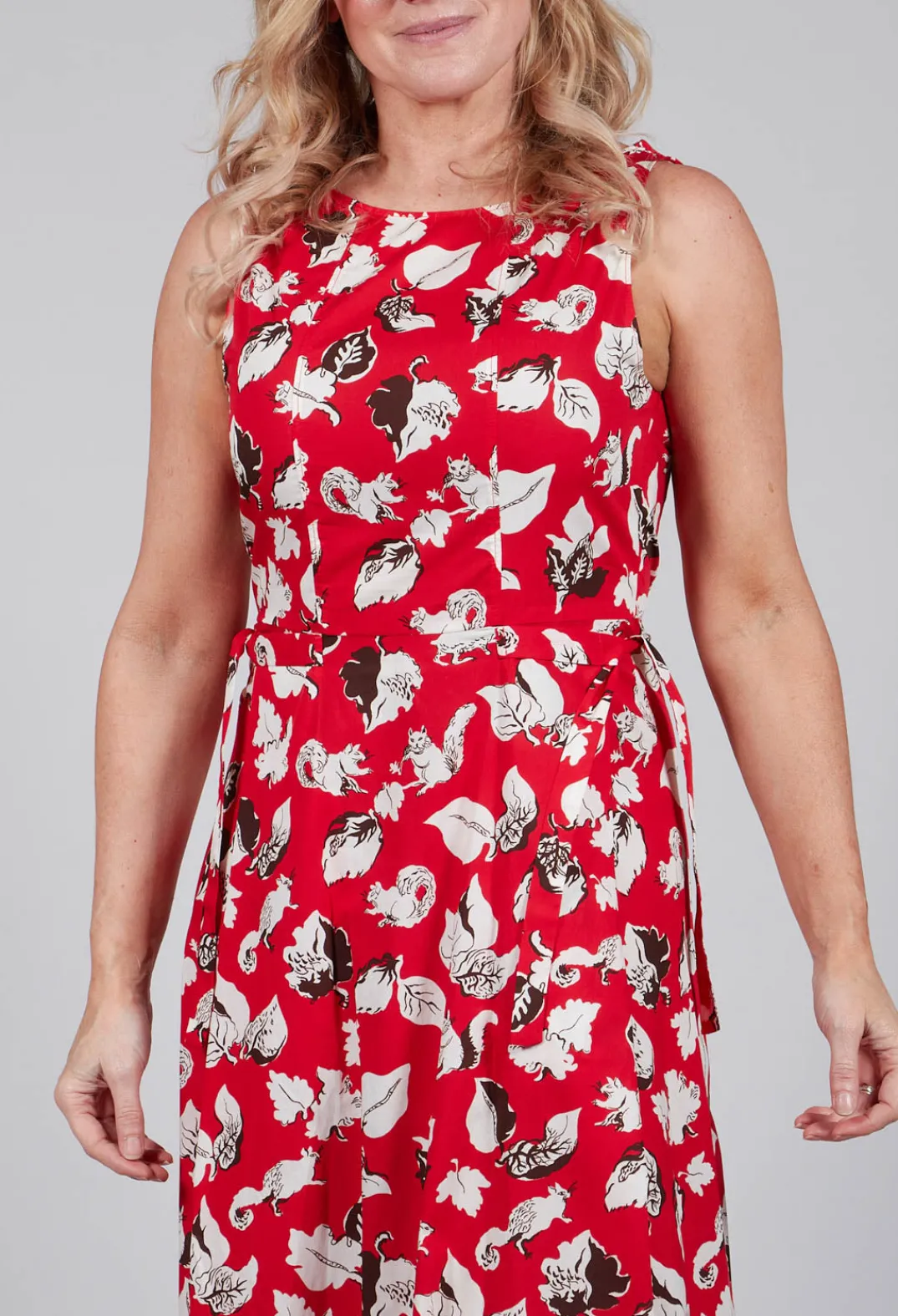 Beatrice B Dresses^Flared Cotton Dress in Squirrel Print