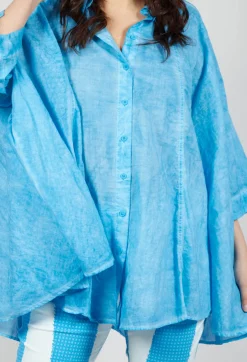 Rundholz Black Label Shirts & Blouses^Flared Hem Blouse in Malibu Cloud