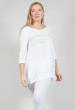 Rundholz Black Label Tops^Flared Hem Jersey Top with Motif in Lime Print