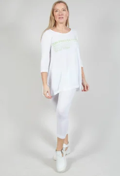 Rundholz Black Label Tops^Flared Hem Jersey Top with Motif in Lime Print
