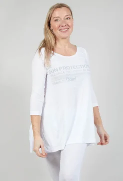 Rundholz Black Label Tops^Flared Hem Jersey Top with Motif in Grey Print