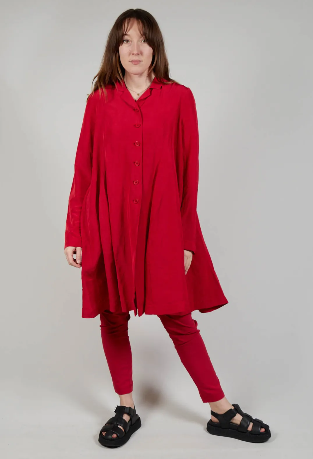 Rundholz Black Label Coats^Flared Hem Tailored Coat in Chili