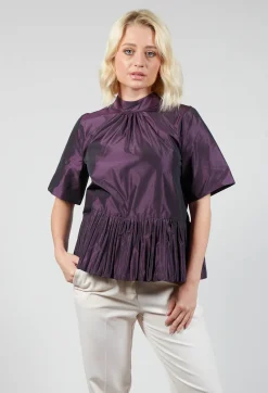 Beatrice B Shirts & Blouses^Flared Shape Shirt with Short Sleeves in Purple