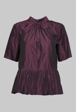Beatrice B Shirts & Blouses^Flared Shape Shirt with Short Sleeves in Purple