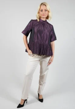 Beatrice B Shirts & Blouses^Flared Shape Shirt with Short Sleeves in Purple
