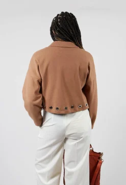 Beatrice B Jackets^Fleece Cropped Jacket in Camel