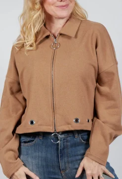 Beatrice B Jackets^Fleece Cropped Jacket in Camel