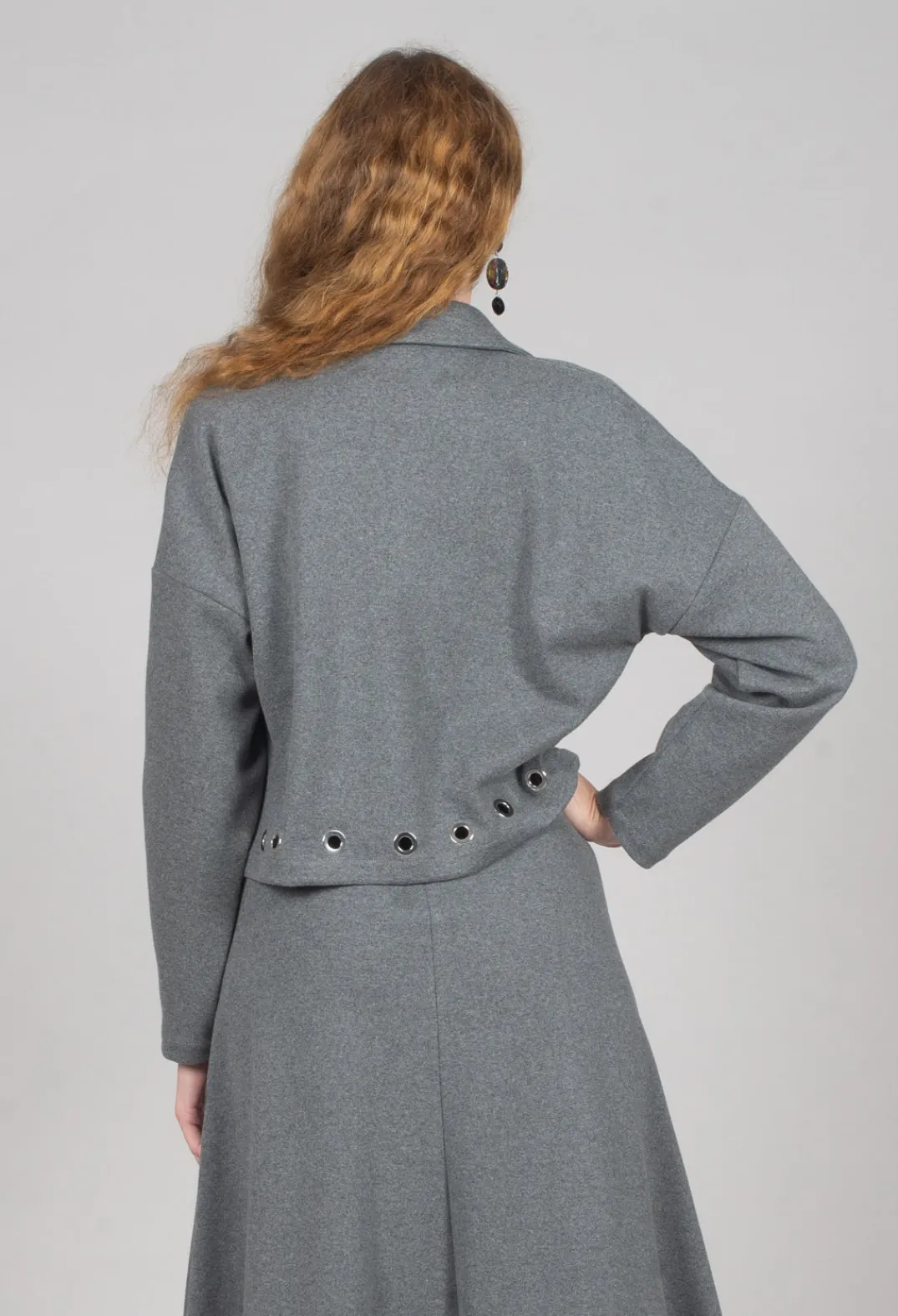 Beatrice B Jackets^Fleece Cropped Jacket in Grey Marl
