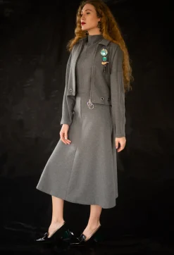 Beatrice B Dresses^Fleece Midaxi Dress in Grey