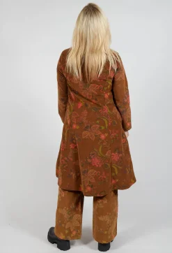 Blueberry Dresses^Floral Cord Shirt Dress in Tabacco