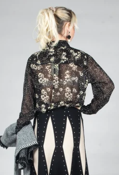 Rene Derhy Shirts & Blouses^Floral Print Sheer Blouse in Noir