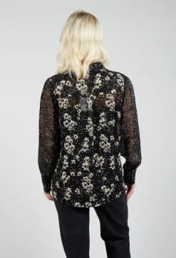 Rene Derhy Shirts & Blouses^Floral Print Sheer Blouse in Noir