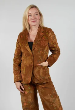 Blueberry Jackets^Floral Velvet Blazer in Tabacco