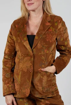 Blueberry Jackets^Floral Velvet Blazer in Tabacco