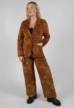 Blueberry Jackets^Floral Velvet Blazer in Tabacco