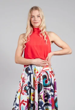 Beatrice B Tops^Flounce Top in Red