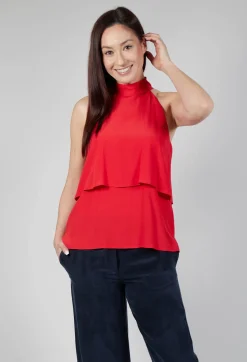 Beatrice B Tops^Flounce Top in Red