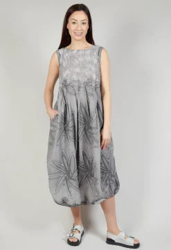 Rundholz Dip Dresses^Flower Print Babydoll Dress in C.Coal 70% Cloud