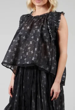 Mei Meij Tops^Flower Print Blouse in Black