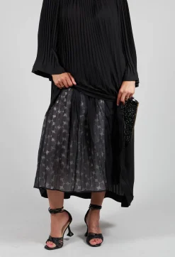 Mei Meij Skirts^Flower Print Midi Skirt in Black