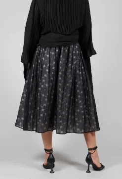 Mei Meij Skirts^Flower Print Midi Skirt in Black