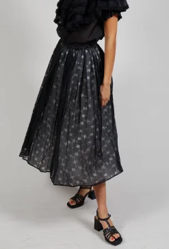 Mei Meij Skirts^Flower Print Midi Skirt in Black