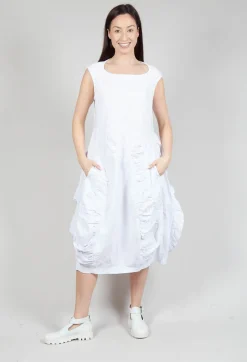 Rundholz Dip Dresses^Flower Print Ruched Dress in White Flock Print