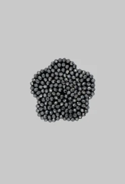Pluslavie Brooches^Flower Shape Beaded Accessory Patch in Silver