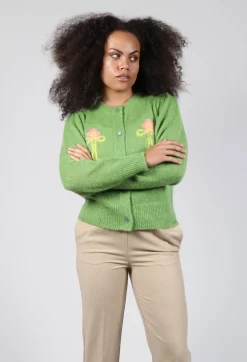 Beatrice B Knitwear|Cardigans^Fluffy Button Through Cardigan in Kiwi