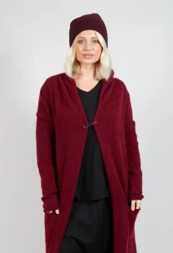 Pal Offner Hats^Fold Over Beanie in Merlot and Black Stripe